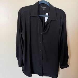 BANANA REPUBLIC Black Button Front Long Sleeve Blouse